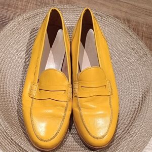 J. Crew Vibrant Yellow Leather Flats